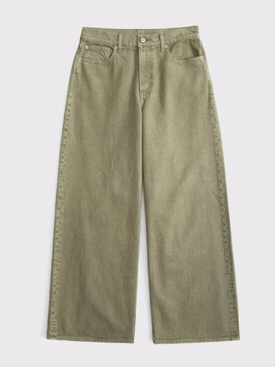 Abercrombie & Fitch Pants - Abercrombie High Rise Wide Leg Jeans Olive Green 28